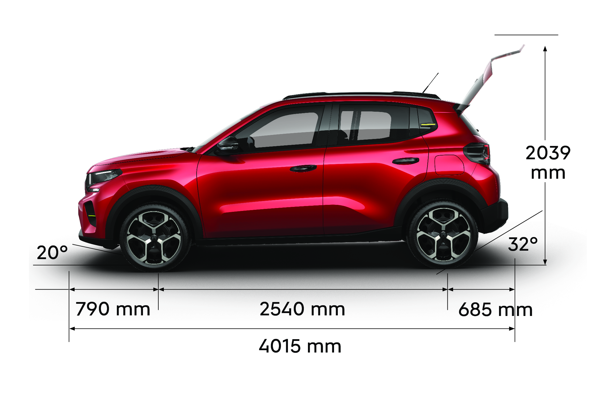 Side view of the Citroën ë‑C3 Van showing full exterior dimensions for practical and affordable mobility.