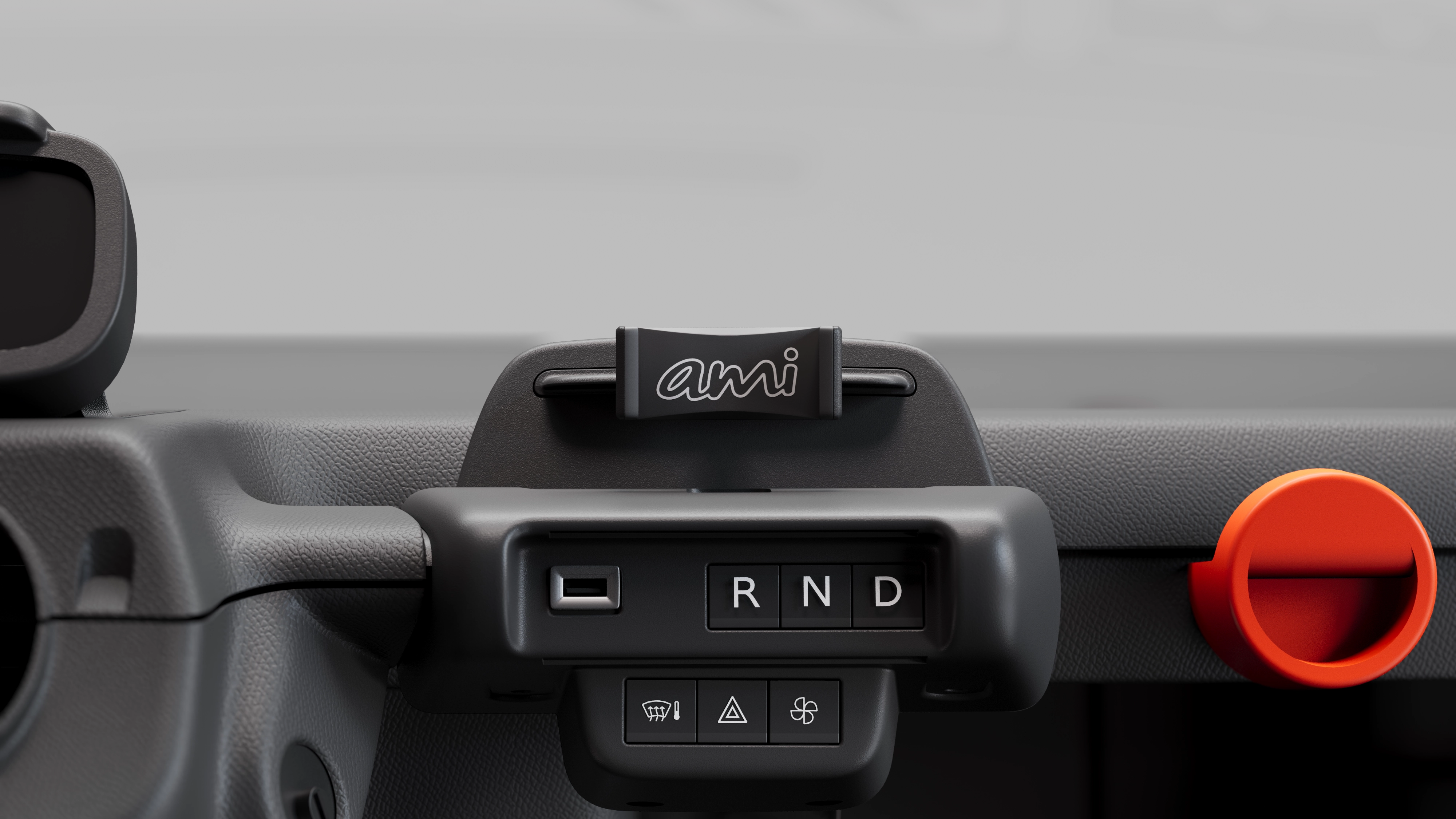 Close dashboard view Citroën Ami Spicy shows compact safe reliable electric controls enabling innovative urban freedom.