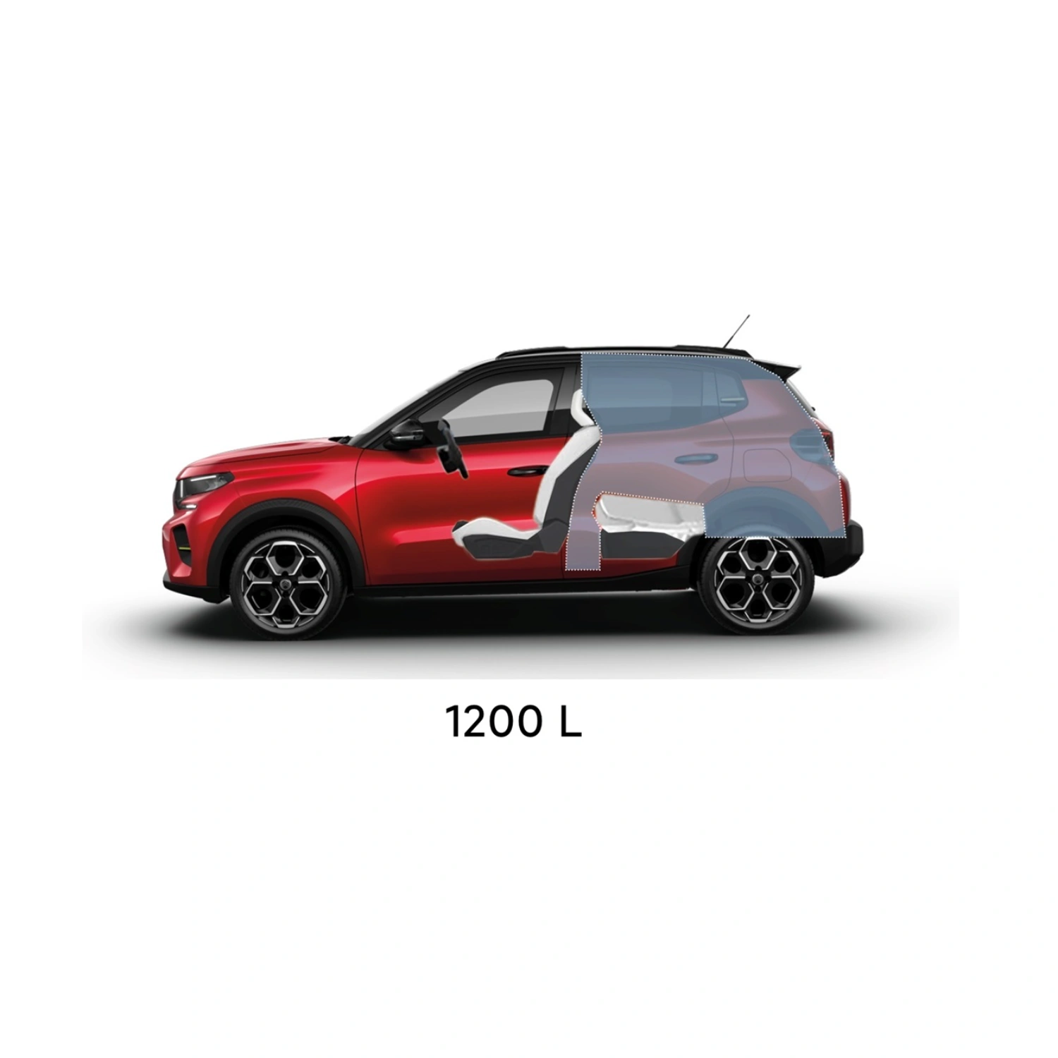 Multi‑angle view of Citroën ë‑C3 electric SUV showing full exterior dimensions for practical, spacious and affordable everyday mobility.