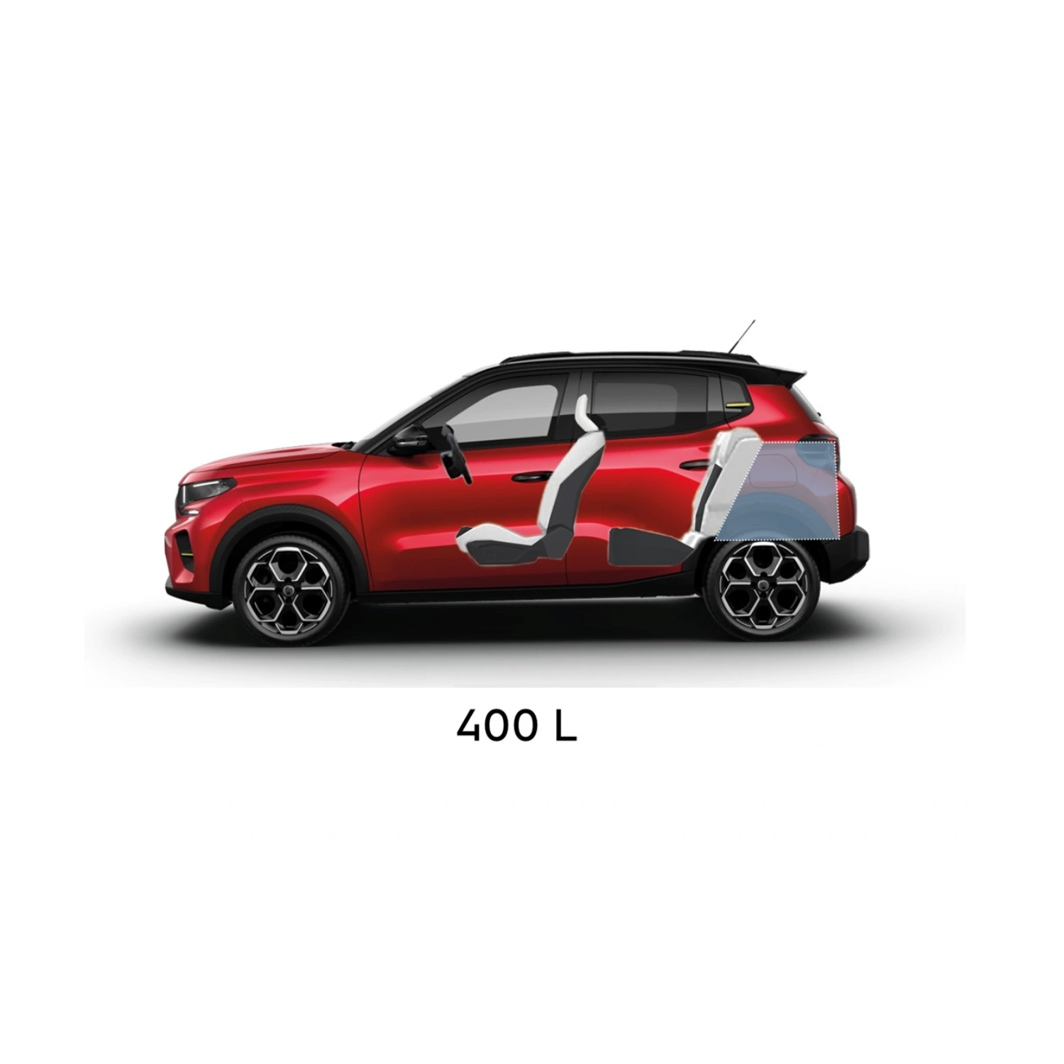 Multi‑angle view of Citroën ë‑C3 electric SUV showing full exterior dimensions for practical, spacious and affordable everyday mobility.