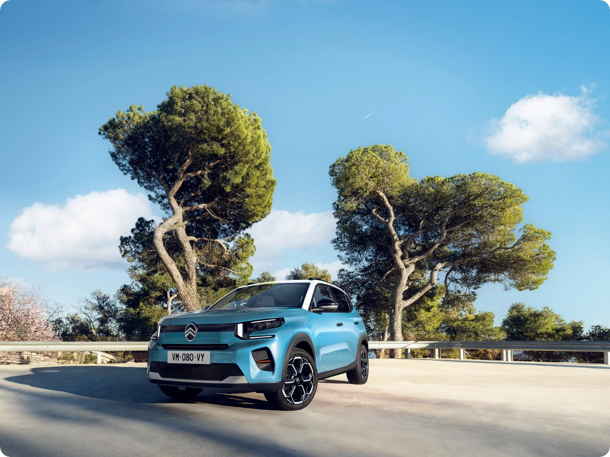 Front three‑quarter outdoor view of Citroën C3 SUV showcasing modern design for confident, efficient and affordable urban mobility.