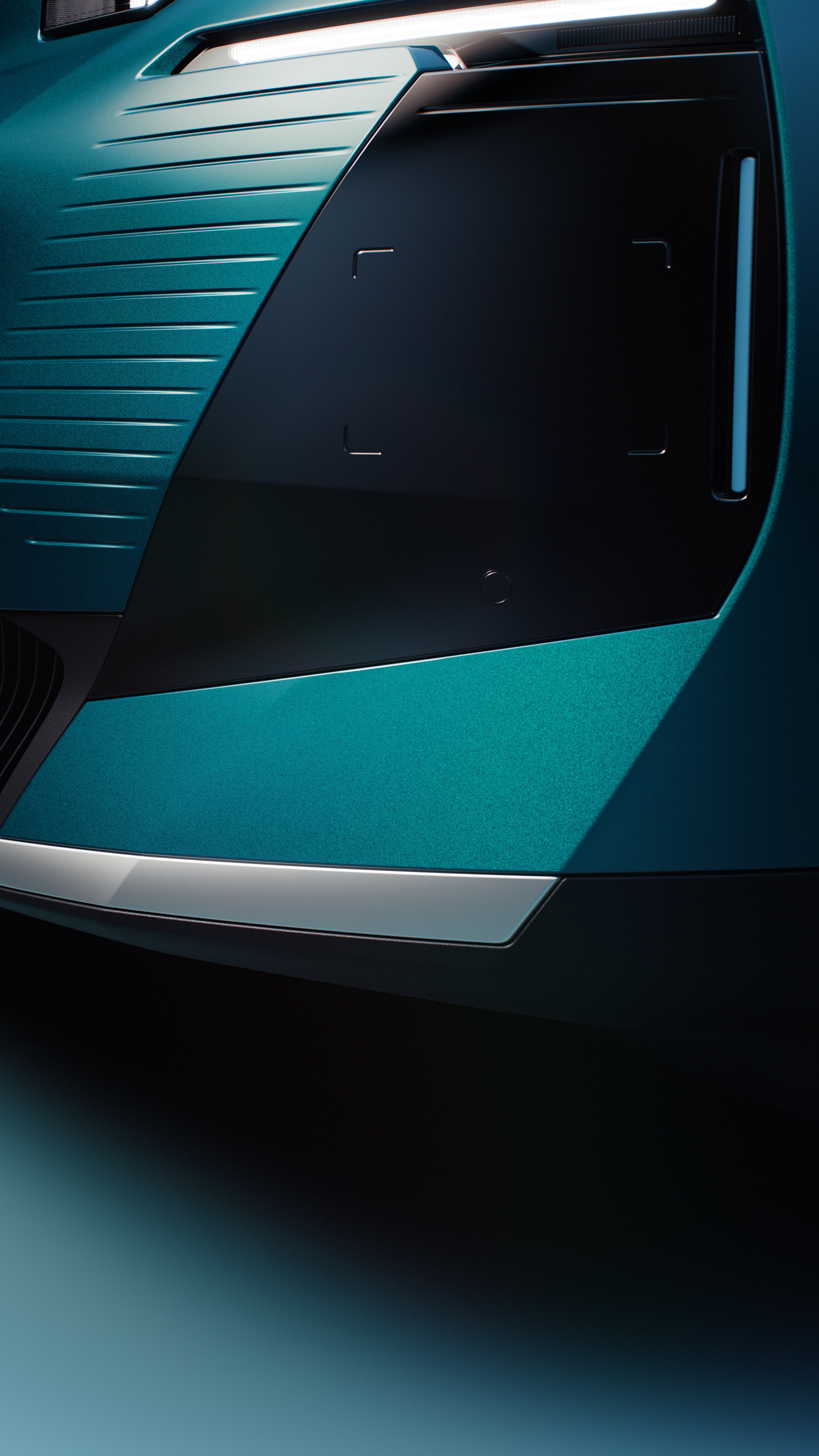 Vista frontal de detalle del Citroën C5 Aircross Emeraude muestra los clips de color específicos y los detalles frontales del C5 Aircross Emeraude, estilo seguro de SUV familiar