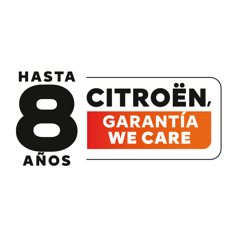 Distintivo de garantía de 8 años de Citroën destacando la cobertura extendida del vehículo